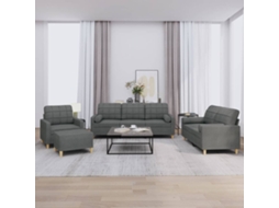 Vidaxl 4 Pcs Conjunto De Sofás Com Almofadas Tecido Cinzento-escuro