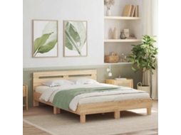 Vidaxl Estrutura Cama C/ Cabeceira Derivados Madeira Carvalho Sonoma