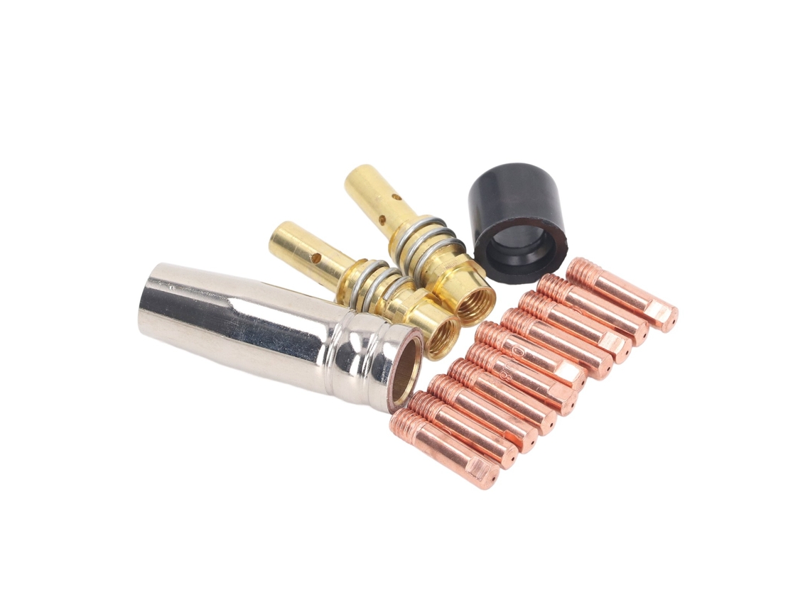 Kit De Acessórios Para Pistola De Soldadura Mig: Ponta Condutiva, Bocal De Gás, Vara De Conexão E Capa (14 Peças)