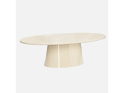 Mesa De Centro Oval Com Efeito Brilhante, Creme