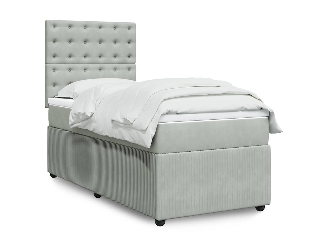 Vidaxl Cama Com Molas/colchão 80x200 Cm Veludo Cinza-claro