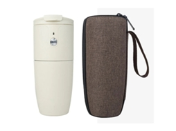 Mini cafeteira Yizhood com copo multifuncional, ideal para viagens e mesa.