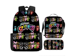 Conjunto De Três Peças De Mochila Infantil Com Estampado De Desenhos Animados: Mochila Escolar Com Alças, Lancheira Térmica E Estojo, Modelo 27
