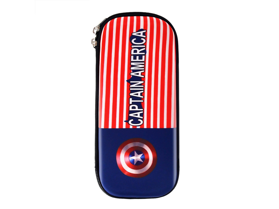 Estuche de Lápices Estilo Cartoon Cute Resistente a Golpes Cremallera Metálica Ligero Portátil Duradero Capacidad Grande Capitán América Rayas