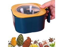 Caixa De Tempero De Cozinha Com 4 Compartimentos - Potes De Tempero Com Alça E Suporte Antiderrapante