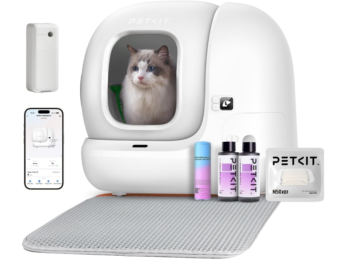 Caixa de areia autolimpante Pura Max 2 para gatos, bandeja automática aprimorada, proteção contra vazamentos/apertos/odores, sistema X-Secure, controle por aplicativo, capacidade