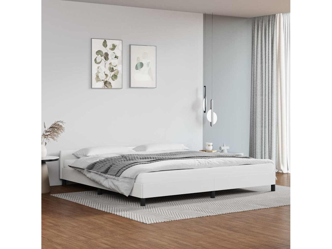 Vidaxl Estrutura De Cama C/ Cabeceira Sem Colchão 200x200 Cm Branco