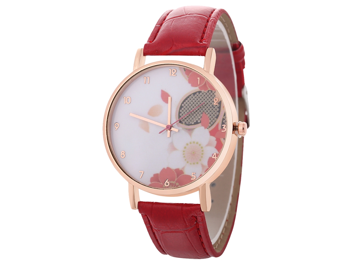 Reloj De Cuarzo Elegante Casual Unisex Pareja Regalo Rojo Brillante