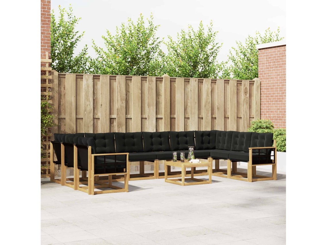 Vidaxl Conjunto De Sofás Para Exterior 11 Unid. Branco E Preto