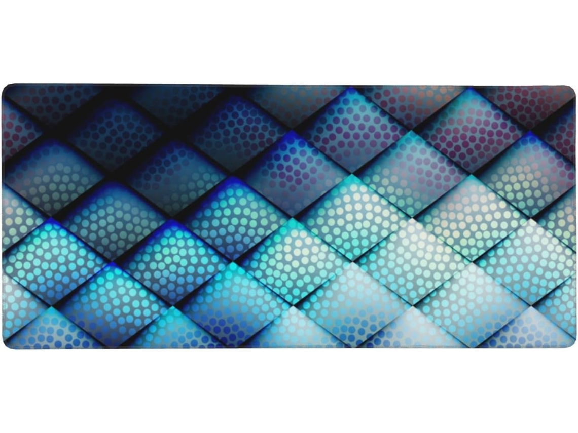 Mousepad Grande para Computador com Estampa Geométrica Azul Marinho e Base de Borracha Antiderrapante, 40 X 90