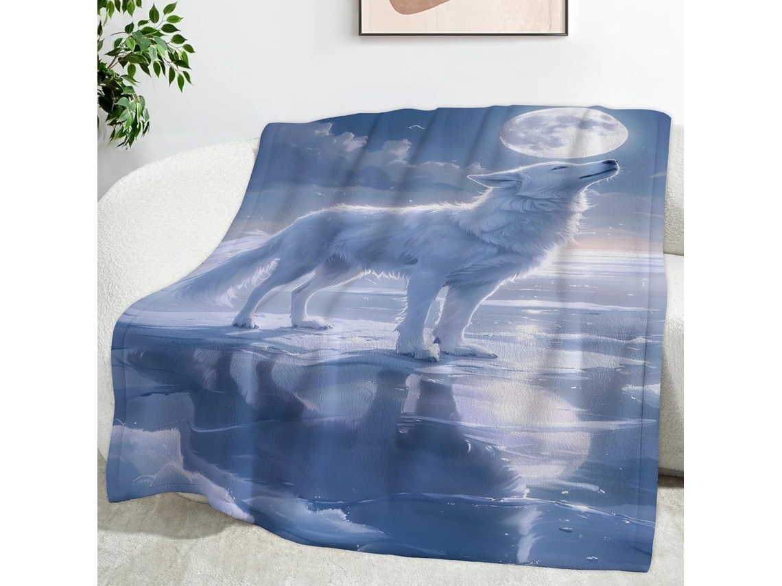 Manta Wolf Blanket Moon Blankets 150x200 Cm Multifuncional Macia e Aconchegante em Flanela Ideal para Cama Esc
