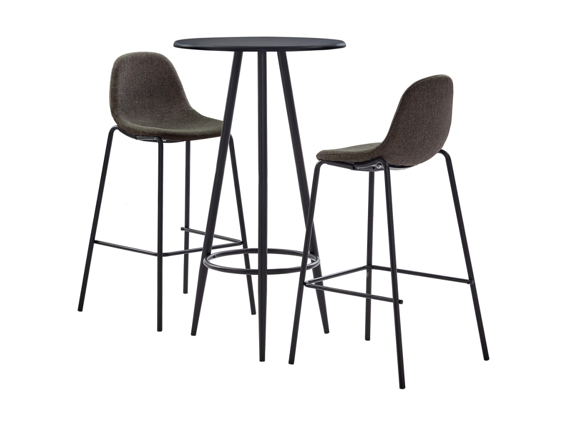 Vidaxl 3 Pcs Conjunto De Bar Tecido Cinzento-escuro