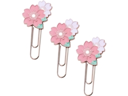 Clips decorativos rosa da Zinco League para anotações, com 3 formatos diferentes para pastas e cadernos, ideais para