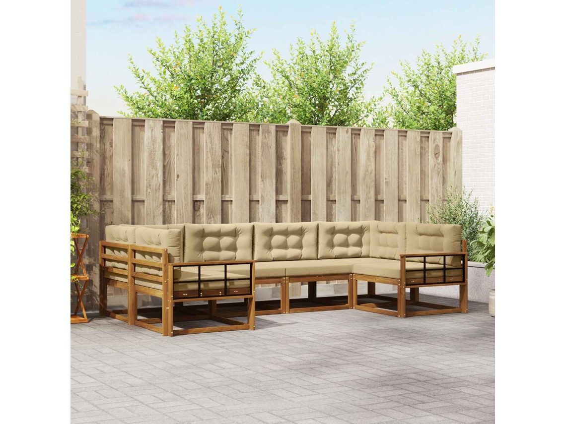Vidaxl Conjunto De Sofás Para Exterior 6 Unid. Natural E Bege