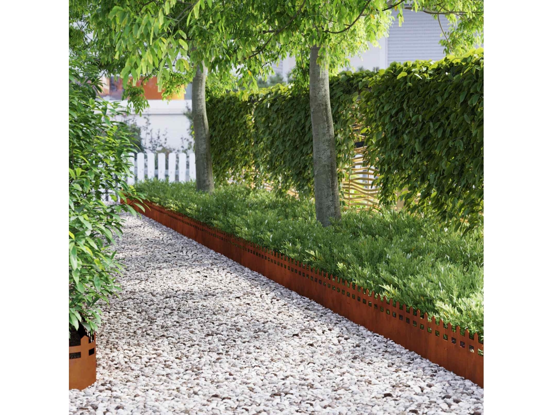 Vidaxl Delimitadores De Relvado 10 Unid. 103 X 0,05 X 22 Cm Aço Corten