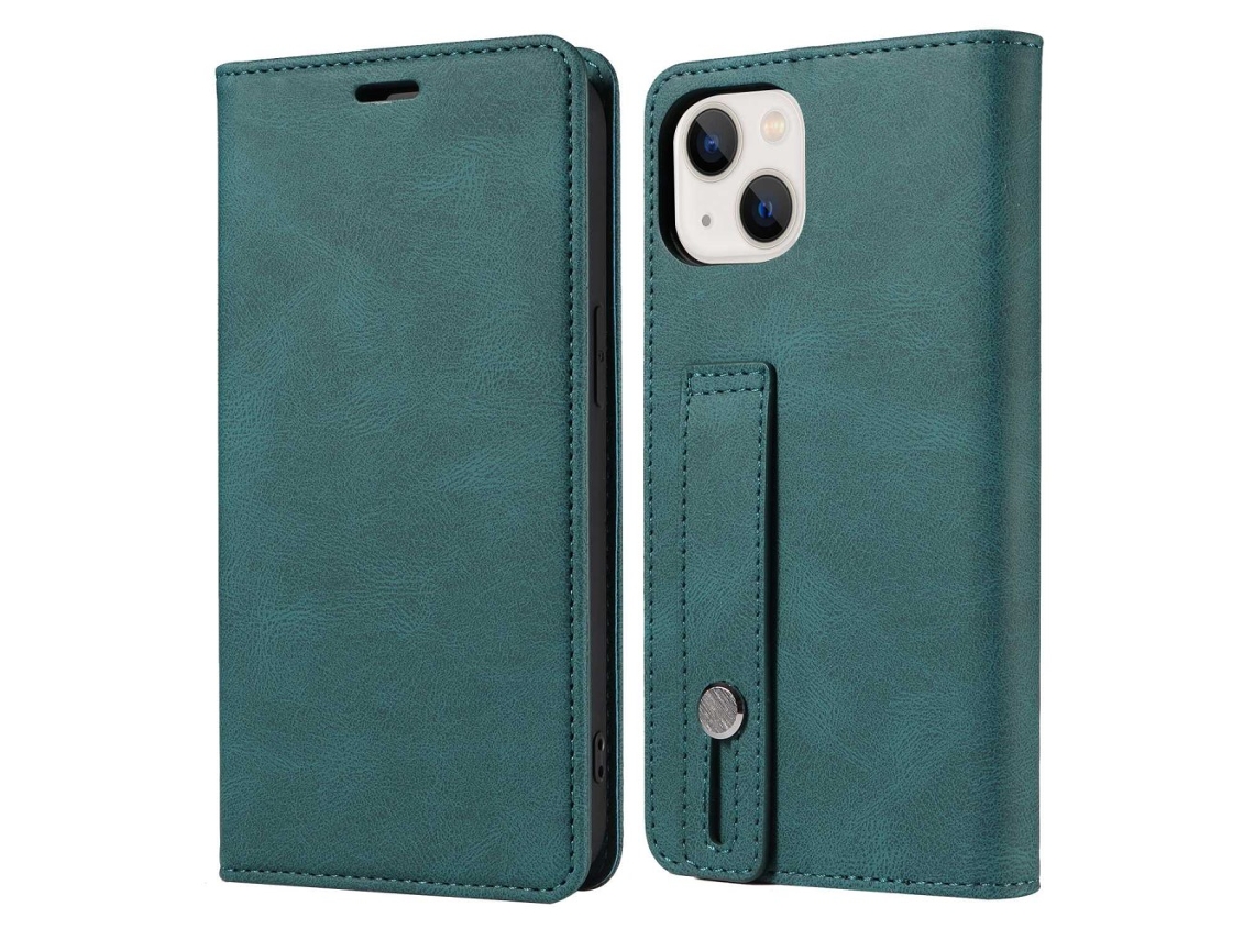 Capa Para Iphone 14 Pro Pele Sintética Magnética Verde