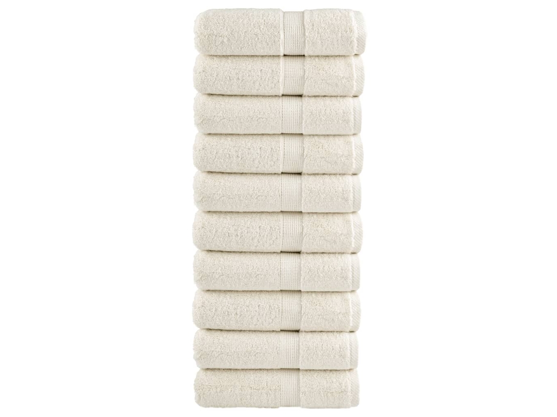 Vidaxl Toalhas De Bidé Premium Solund 10 Pcs 30x50 Cm 600 Gsm Creme
