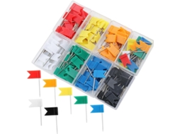 160 Tachinhas com Cabeça em Formato de Bandeira para Mapas e Quadros Cortiça, Pontos de Metal e Plástico, Ideais