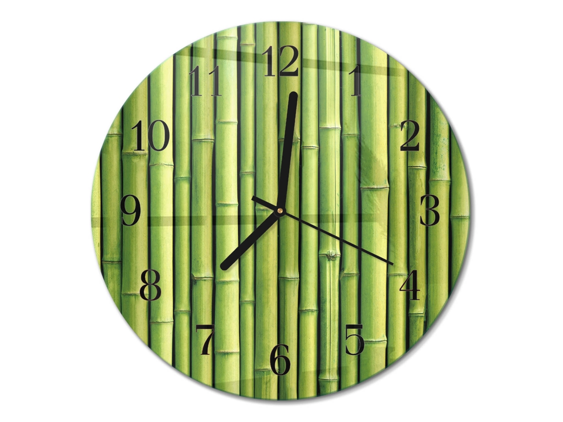 Relógio De Parede De Vidro Bambu Espelharte (30 Cm)