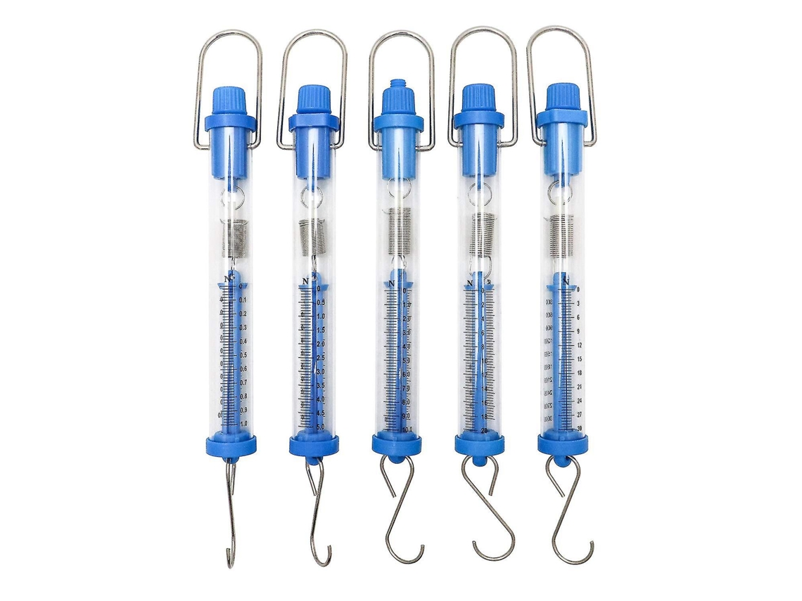 Balanza de Resorte Transparente, Conjunto de 5 Tubos Colgantes Con Medidas En Gramos: 1n, 5n, 10n, 20n, 30n para Laboratório e Ensino Azul