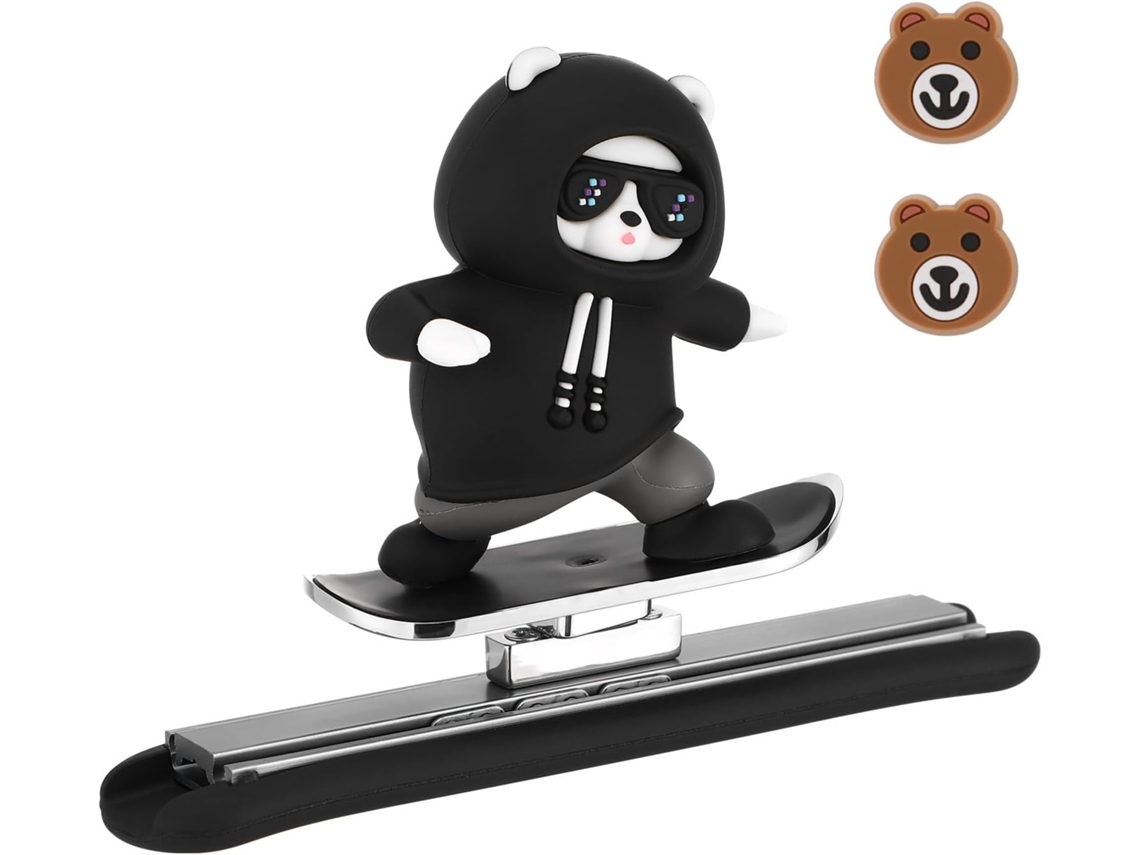 Acessório Para Carro Em Pvc Preto E Liga De Alumínio - Urso No Skate
