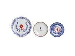 Conjunto de Louça Dkd Home Decor Porcelana Vermelho Azul Branco 27 X 27 X 3 Cm 18 Peças