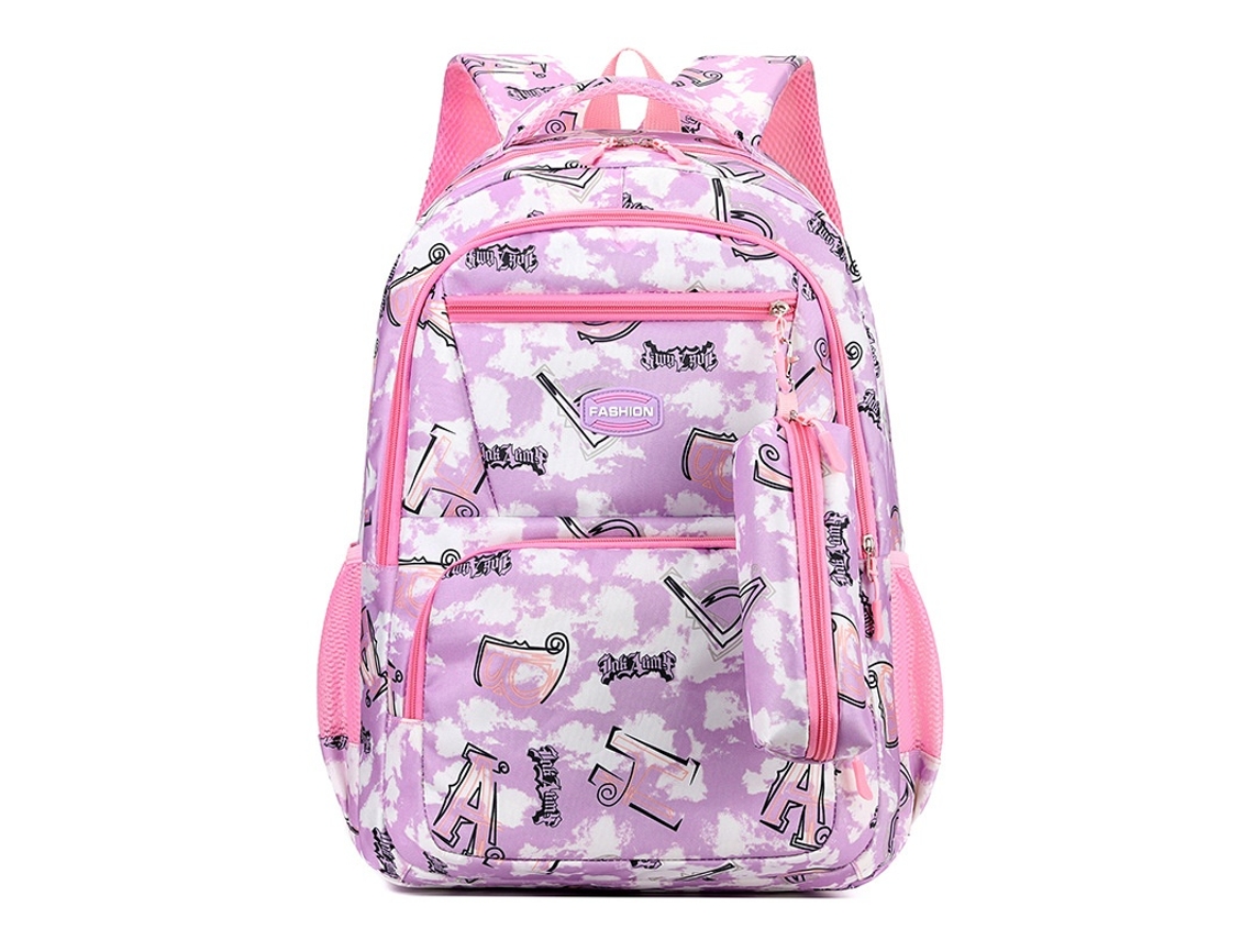 Conjunto De Mochila Escolar Infantil, 7,8 X 18,5 X 12,6 Polegadas, Portátil Até 16 Polegadas, Material Nylon, Impermeável, Com Estojo Elysve
