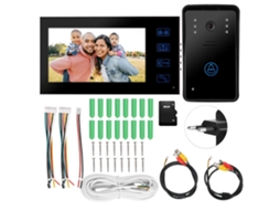 Campainha De Interfone De Vídeo Colorido Touch De 7 Polegadas (visão Noturna, Resistente À Água E Com Cartão Tf De 8g)