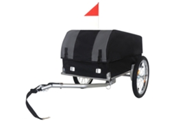 Reboque De Bicicleta Dobrável 40kg Cinzento/preto, Rodas Todo-o-terreno 16", Caixa Impermeável Removível, Para Camping E Compras