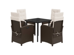 Garden Dining Set, Garden Dining Sets Vidaxl Marrom Rattan / Vime (80 Cm Table Length)