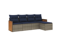 Conjunto de Sofá de Jardim, 5 Peças, Almofadas, Rattan Cinza MAISON EXCLUSIVE