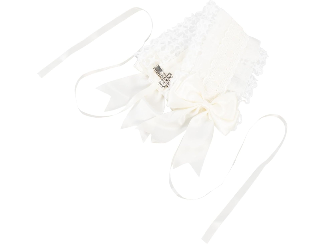Tiara De Renda Lolita Para Cabelo, Tamanho Padrão, Cor Creme, Estrelas, Acessório.