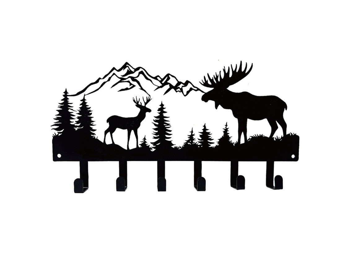 Ganchos Decorativos de Ferro para Entrada Two Elks Home