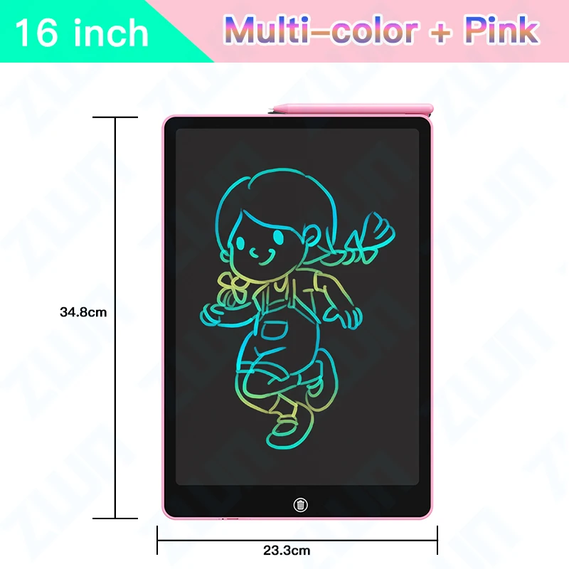 (16 Polegadas, Rosa) Mesa Digitalizadora Lcd, Ferramentas De Desenho Artístico, Brinquedo Infantil
