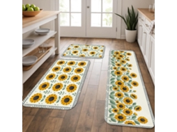 Tapetes de cozinha com estampas de girassol, estampas florais vibrantes, Macios, com amortecimento Mola, confortáveis.
