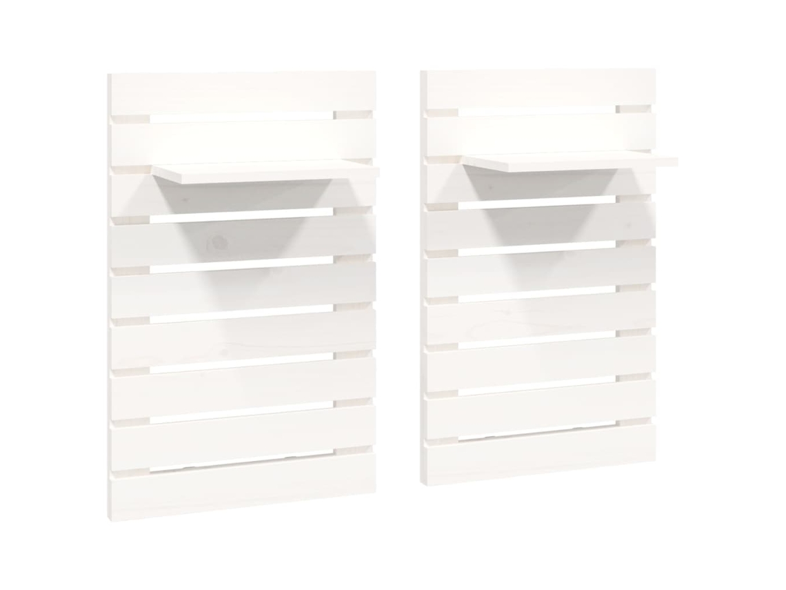 Conjunto de 2 Prateleiras de Montagem na Parede Pinho Maciço Branco MAISON EXCLUSIVE