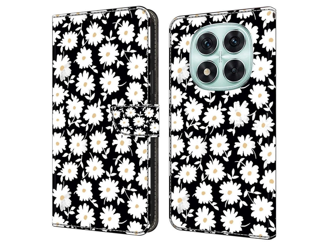 Capa Para Xiaomi Redmi Note 14 Pro 5g Com Fecho Magnético, Estampa 3d E Design Carteira Em Couro Pu, Flores