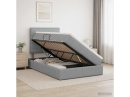 Vidaxl Cama Com Arrumação E Colchão Cinzento-claro 120 X 200 Cm Tecido