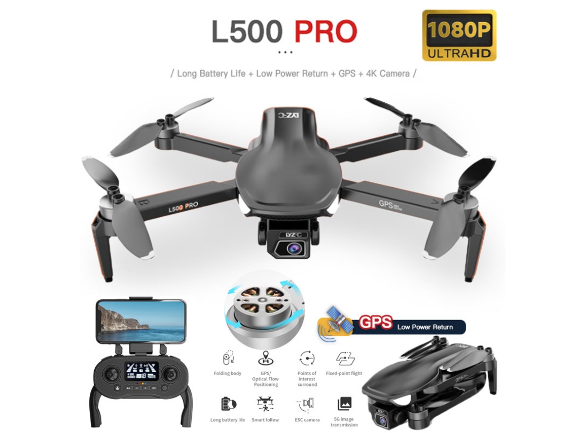 Drone Bestvite De Controle Remoto Gps L500pro (1080p Duração Da Bateria 25 Min Preto)