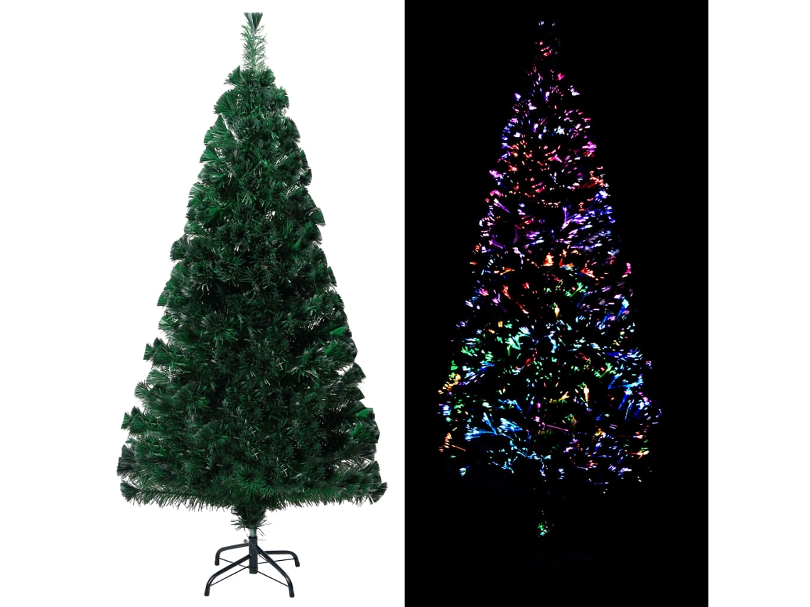 Vidaxl Árvore De Natal Artificial Com Suporte 150 Cm Fibra Ótica Verde