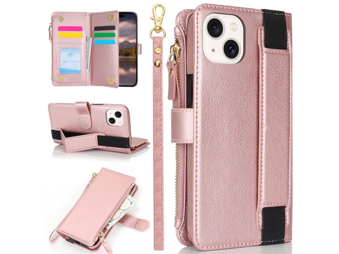 Capa Para Iphone 15 Plus Pele Sintética Rosa