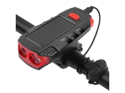 Luz De Bicicleta Solar Recarregável Usb Com 6 Modos E Buzina 120db Para Mountain Road Bike