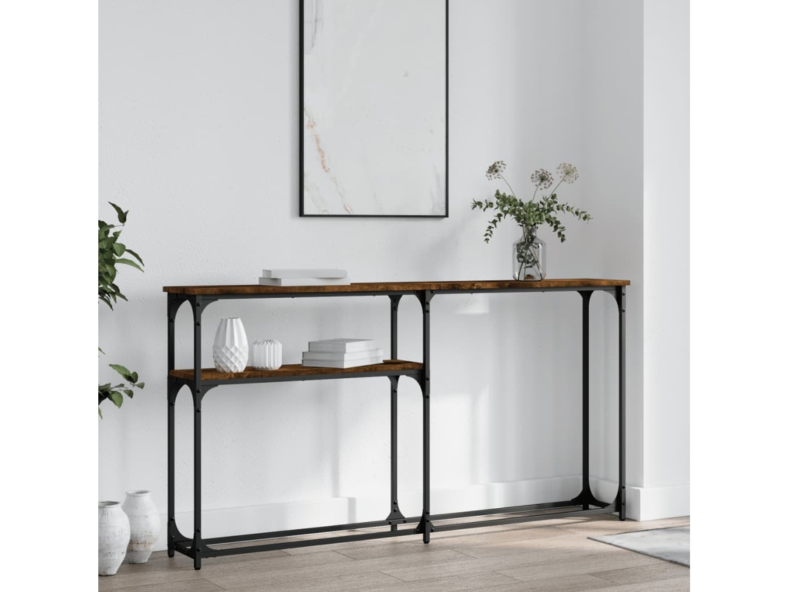 Vidaxl Mesa Consola 145x22,5x75cm Derivados De Madeira Carvalho Fumado