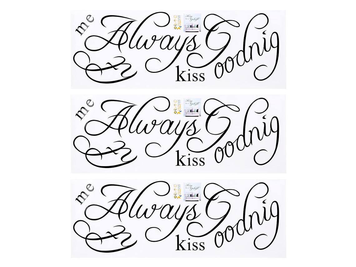3pcs Adesivo de Parede com Letras em Inglês Diy Decal PVC À Prova D'água para Decoração de Casa | S/MARCA