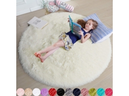 Tapete Redondo Branco Marfim Para Quarto, Tapete Redondo Macio De 1,2 M X 1,2 M Para Quarto De Criança, Tapete De Pele Para -slowmoose