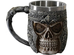 Caneca de Café com Caveira de 500 Ml, Cerveja Viking, Revestimento Interno de Aço Inoxidável AQUAFORGE