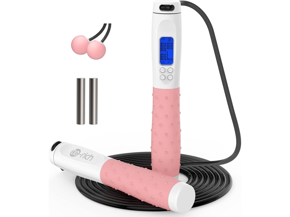 Corda De Pular, Corda De Pular Com Peso Para Fitness, Corda De Pular Com Contador Alças Resistentes, Comprimento Ajustável Cor Aquaforge
