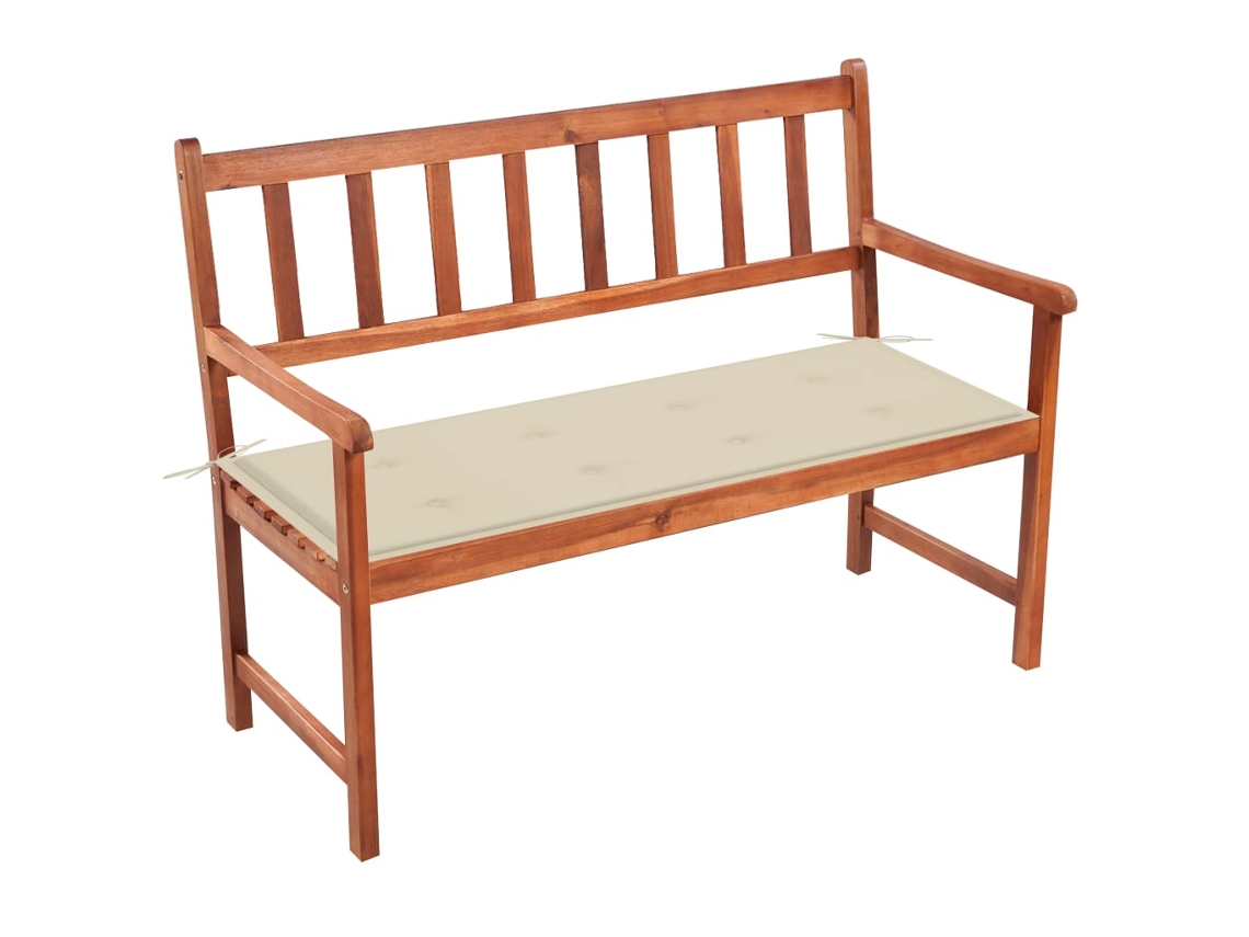 Vidaxl Banco De Jardim C/ Almofadão 120 Cm Madeira De Acácia Maciça