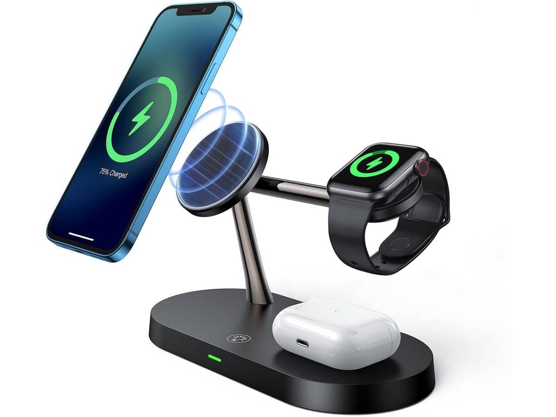 Estação de Carregamento Sem Rápido para iPhone 12 Pro Max/12 Mini/12 Pro/12 YIZHOOD Magnética Preto