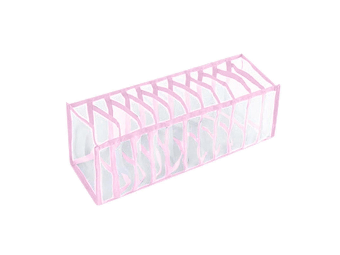 Organizador De Roupa Íntima Dobrável, Caixa De Armazenamento Para Calcinhas E Sutiãs, Rosa, 11 Compartimentos Olysi Shop